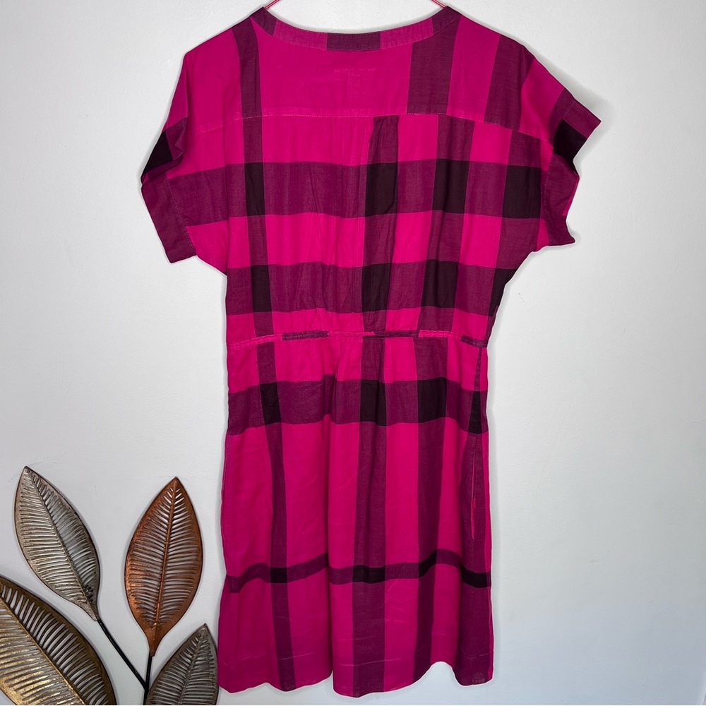 Burberry Fuschia Black Check Pattern Dress A12 - Picture 6 of 7